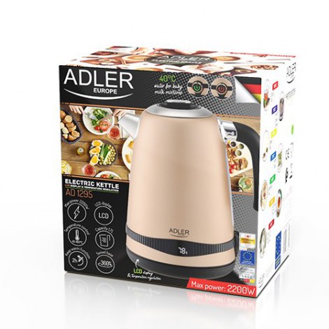 Adler | Kettle | AD 1295 | Electric | 2200 W | 1.7 L | Stainless steel | 360° rotational base | Golden - 7